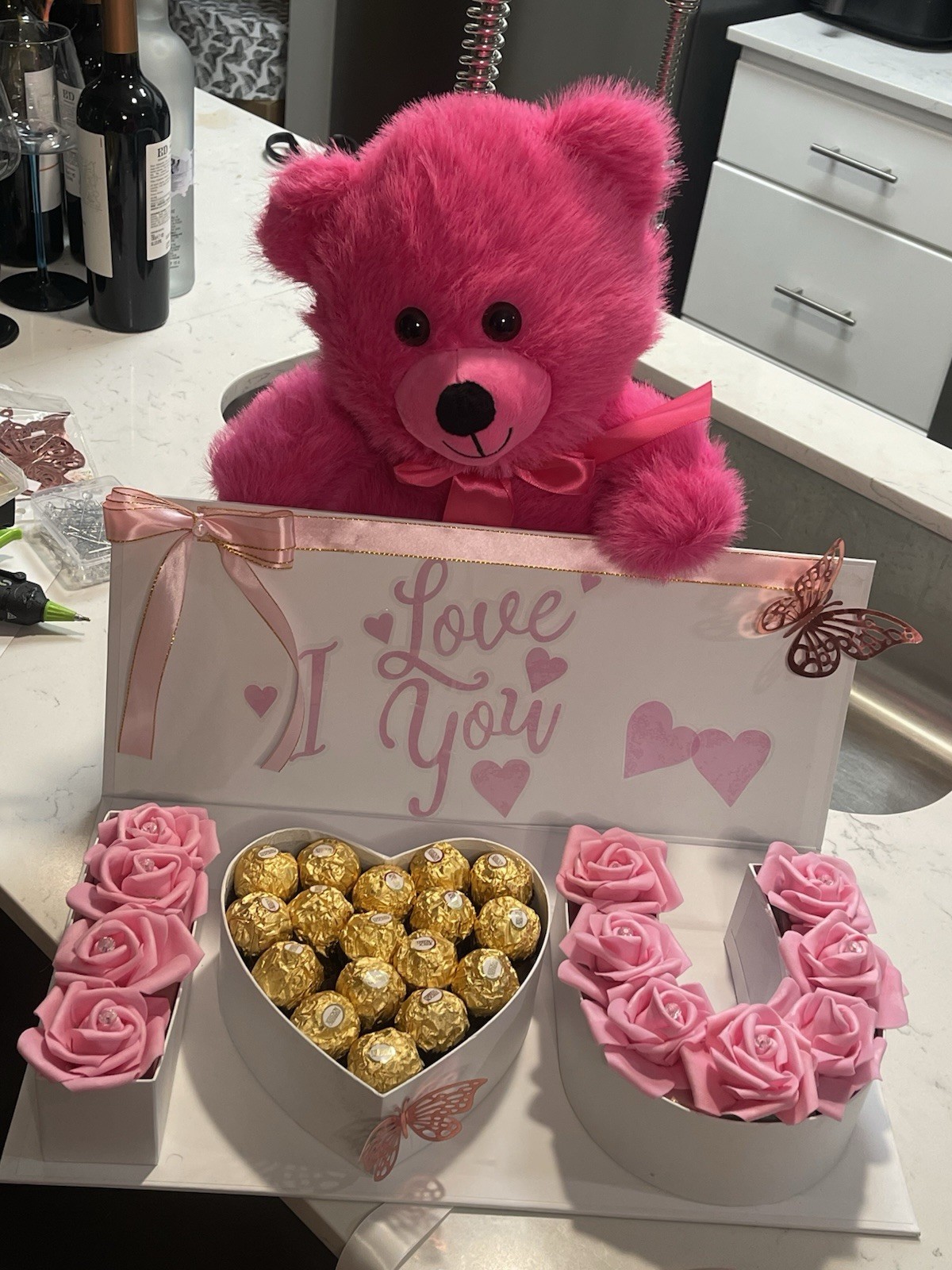 Box Gift I Love You With Chocolate For Woman with teddy