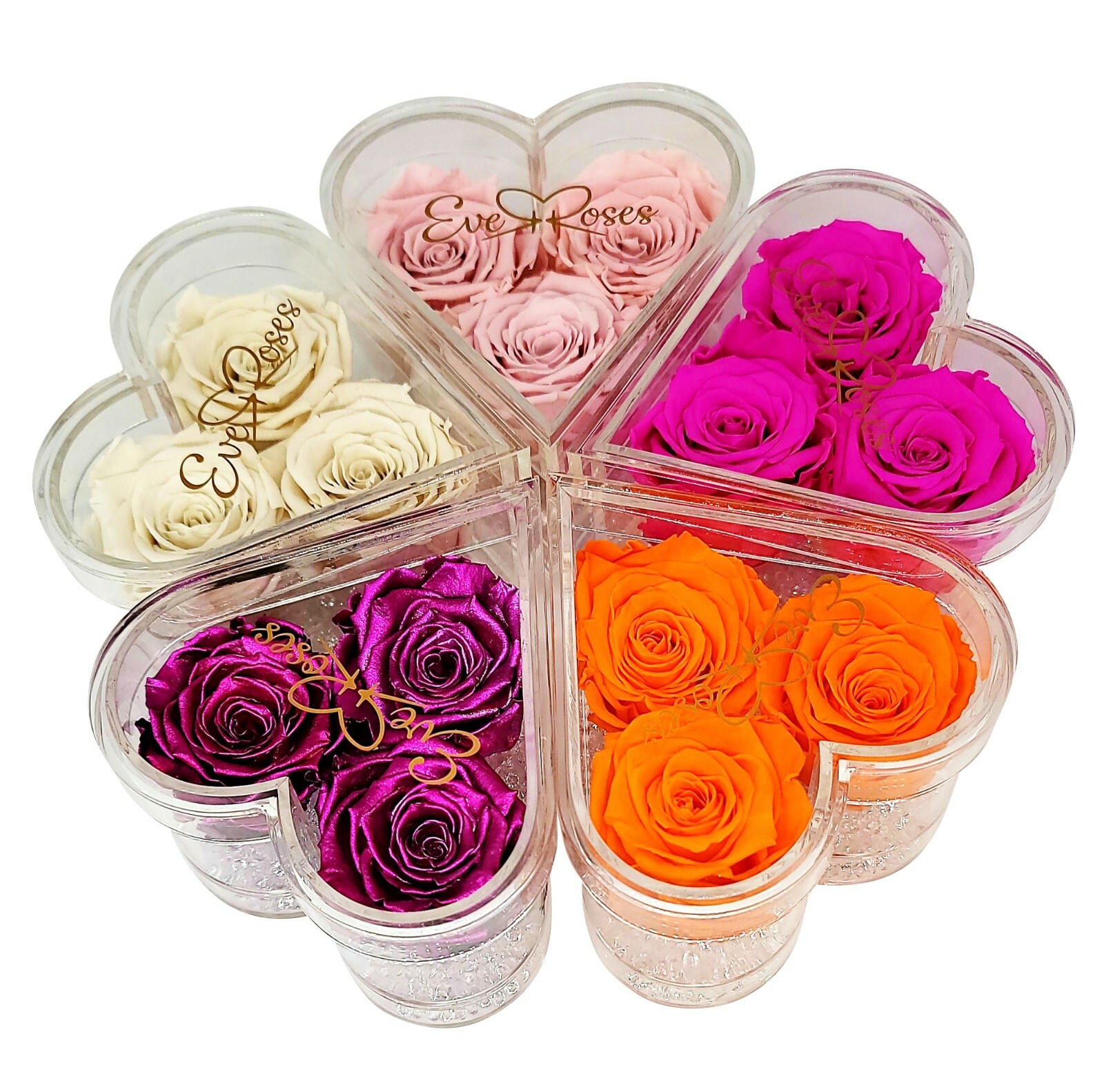 GALAXY BLUE Rose in a heart shaped acrylic box real long-lasting preserved rose