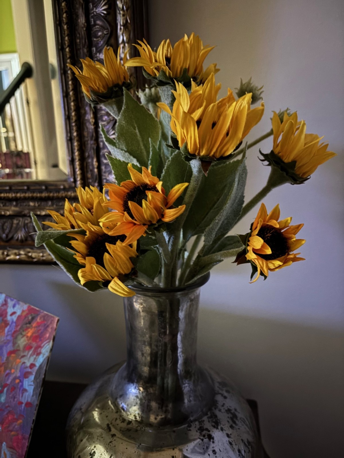 NEW Pottery Barn Faux Mini Sunflowers Bunch Bundle Stems Vase Decor NWT