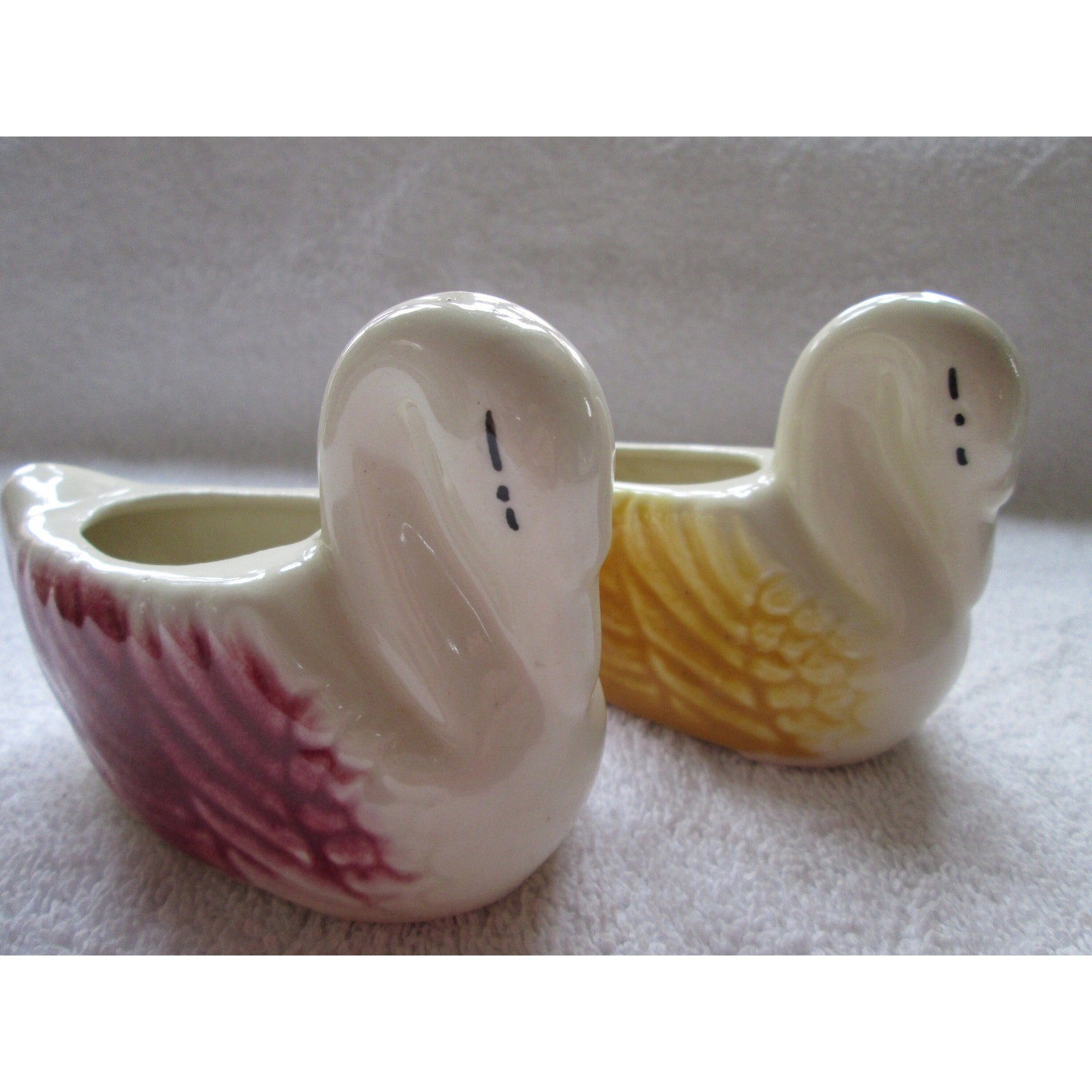 American Bisque, two swan planters, 4 1/2″, vintage design,