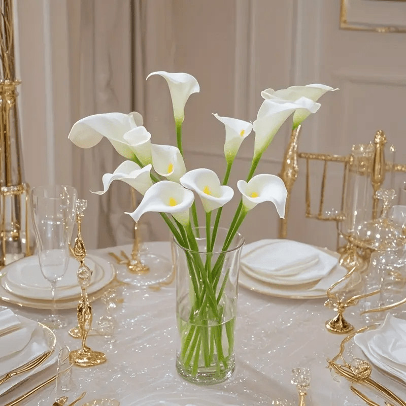 20Stems Artificial Calla Lily Bouquet Realistic White Fake Flowers Wedding Decor