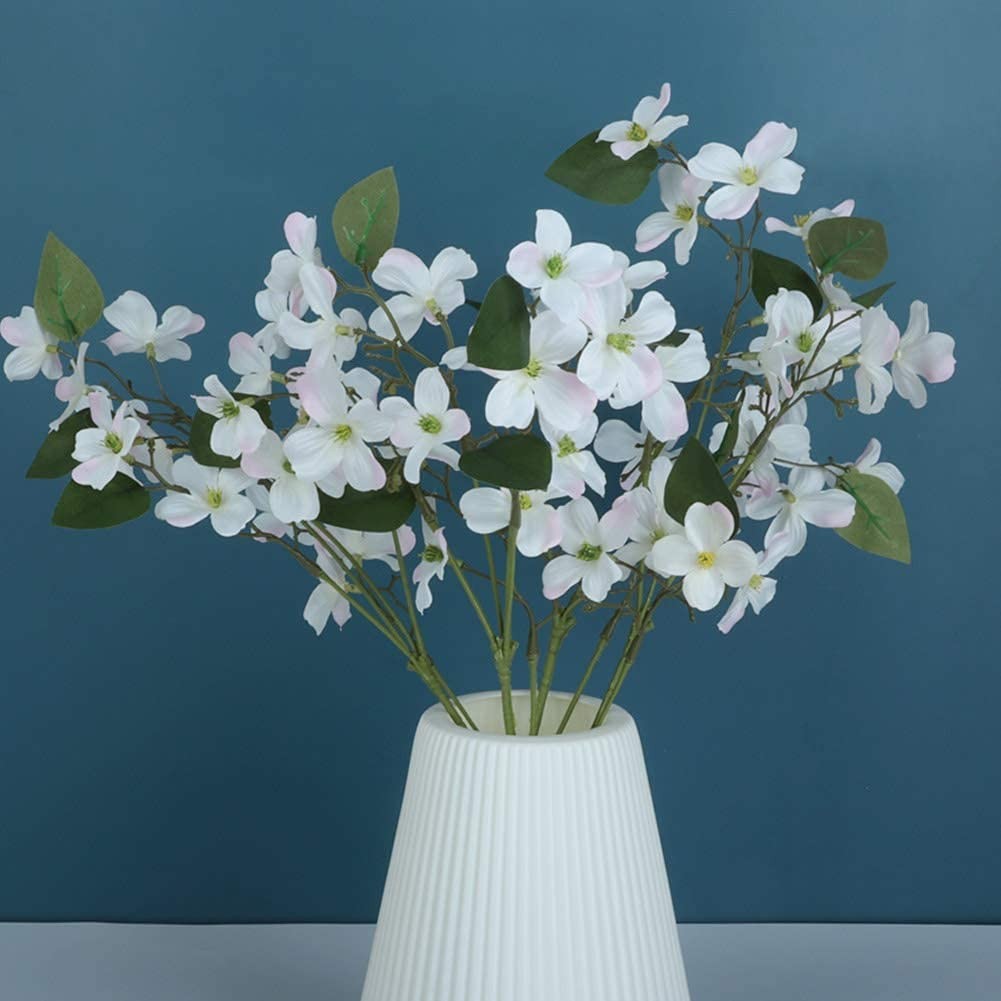 4 Pcs Dogwood Flowers Floral Arrangements Artificial Silk Bouquet White for H…