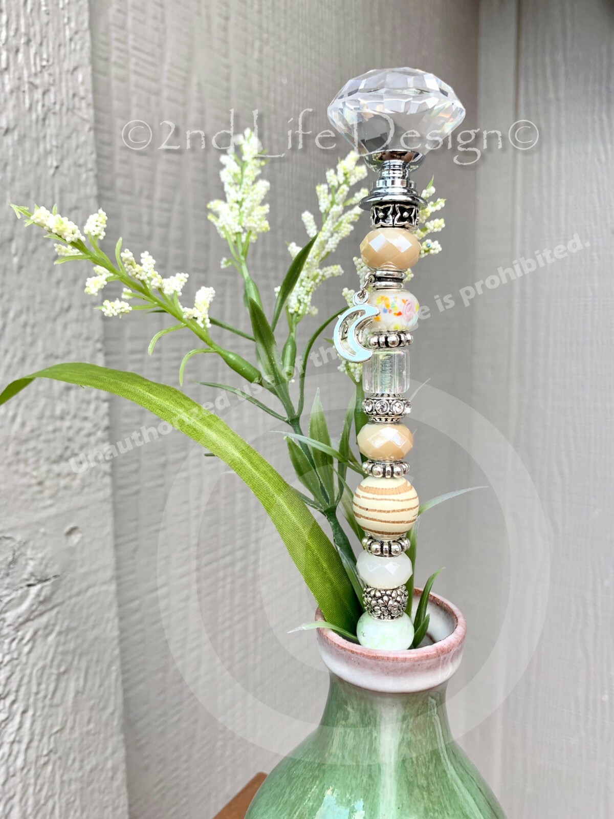 White/Cream Cottage Farm House Fairy Wand Plant/Succulent Decor HANDMADE in USA