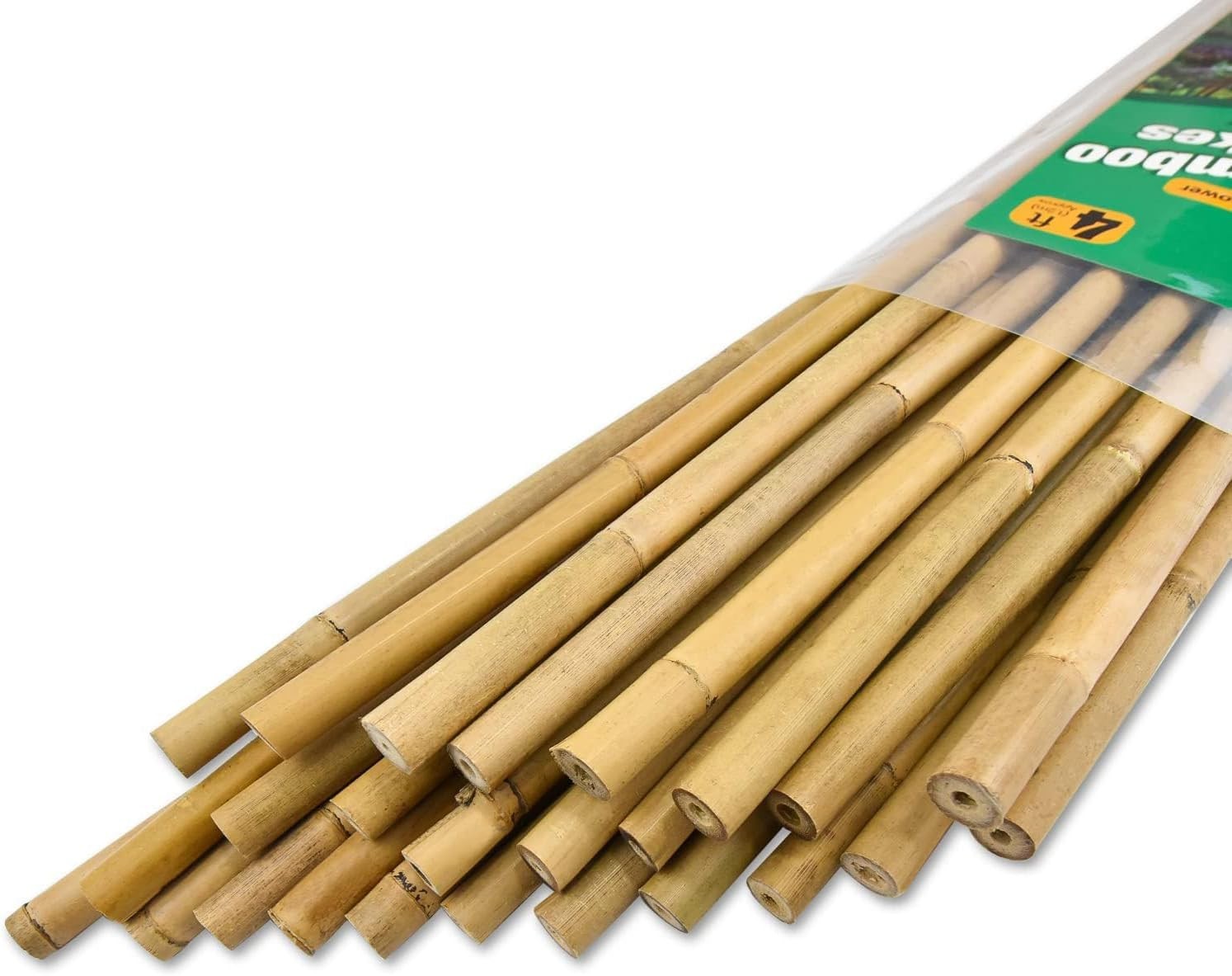 25Pcs 1/2″ D Thicker Heavy Duty Bamboo Stakes 4Ft Plant Stakes Natural Garden St