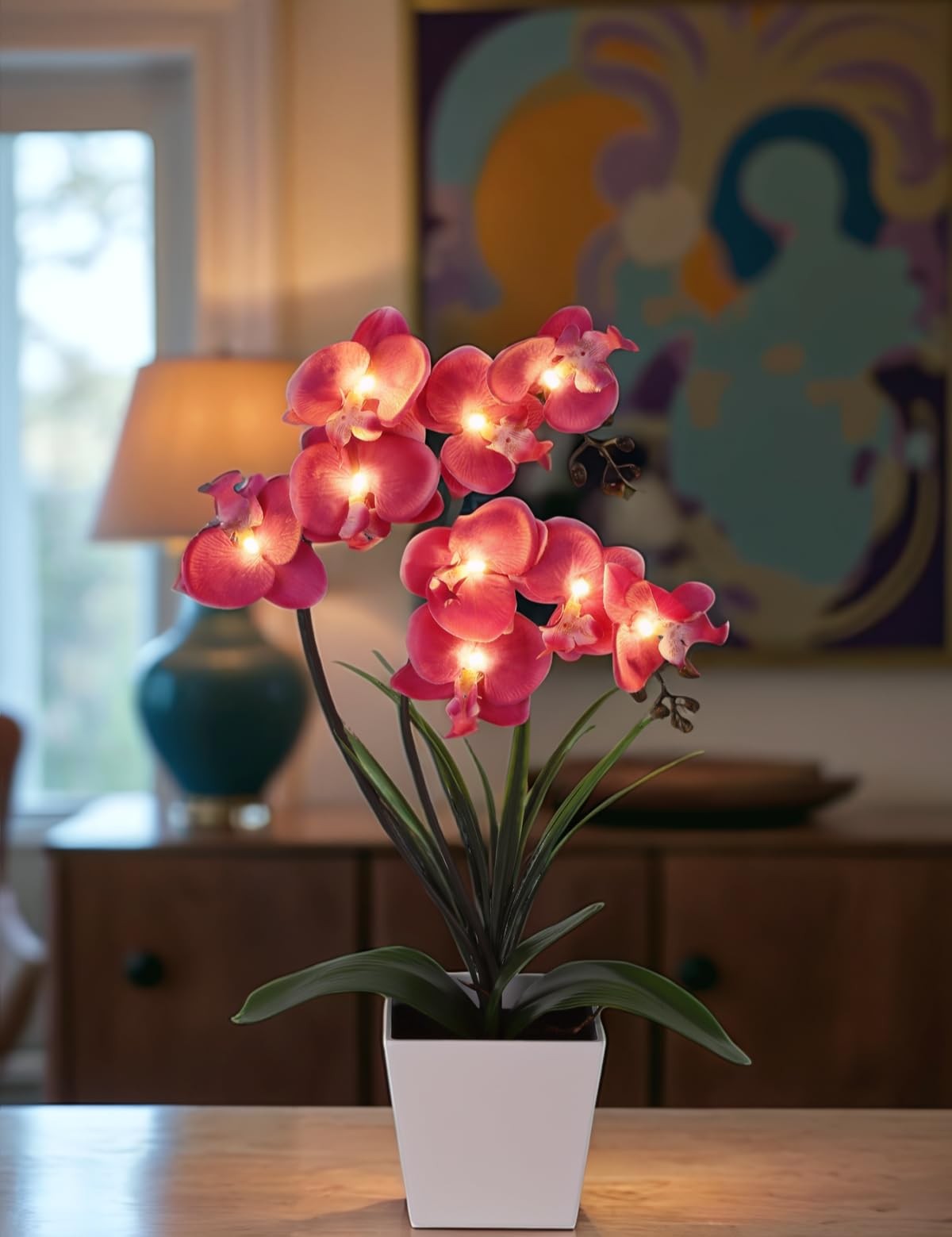 Orchid Lamp-LED Lighted Orchid Arrangements,Pre Lit Artificial Orchid,Light U…