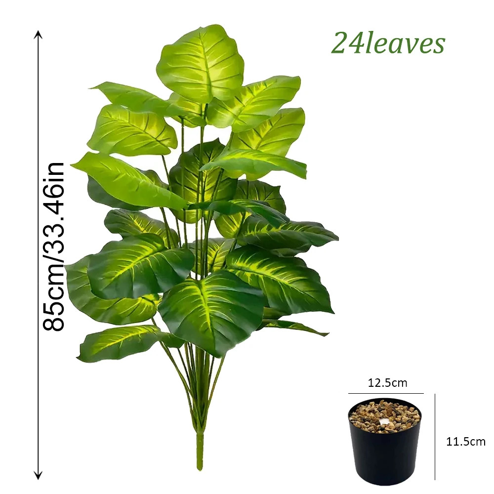24 Leaves Areca Palm Artificial Plants Trees in Pot Plastic Green Fake Plant Tre