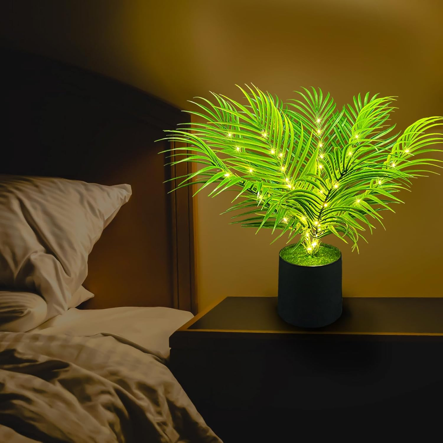 20” LED Areca Palm Tree Faux Plant with Lights – USB & Battery Box Powered – Ar