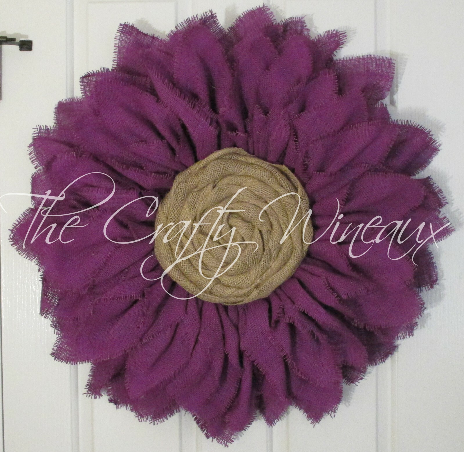 The Crafty Wineaux – Extra Thick 25″ Rich Purple Burlap Sunflower Wreath