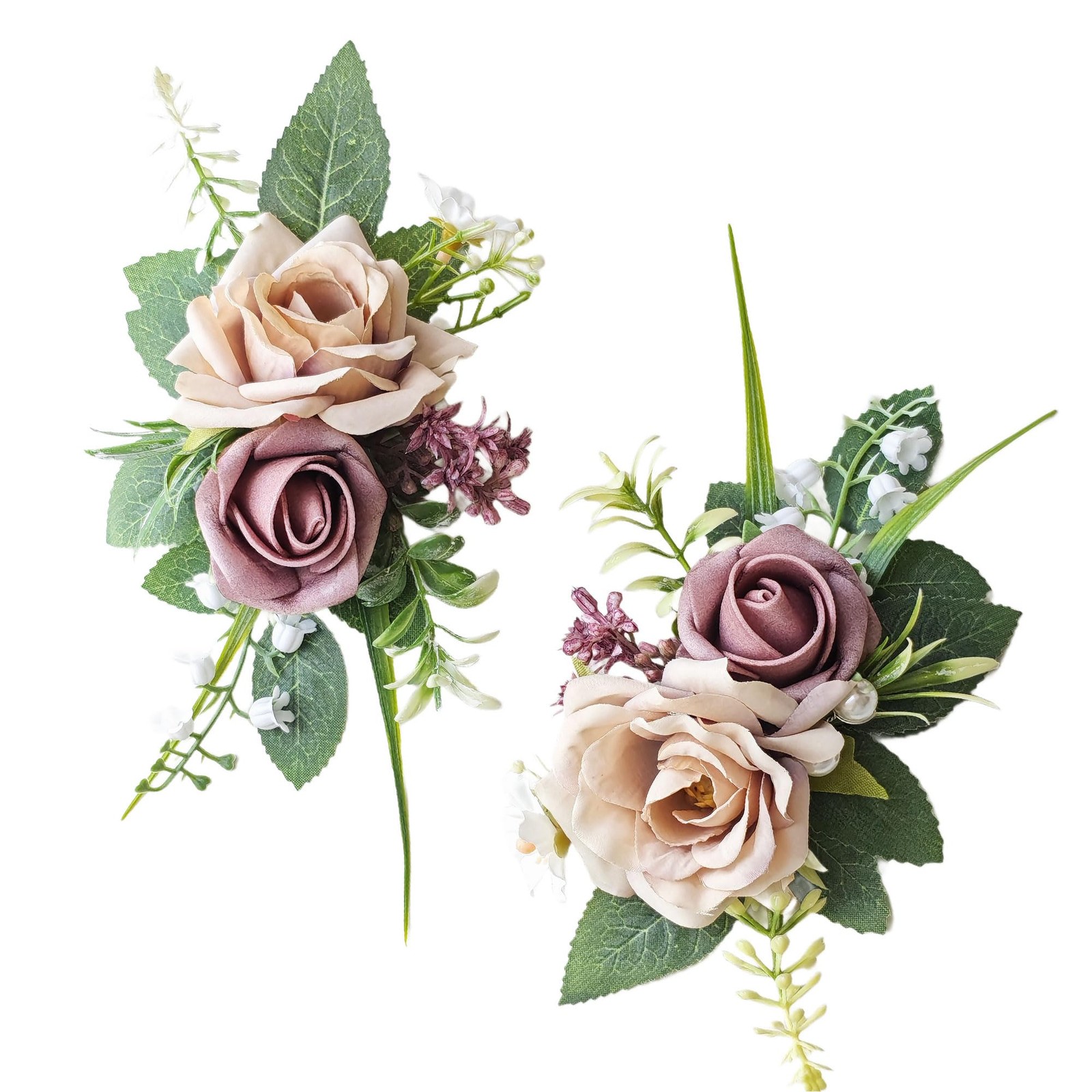2 PCS Blush Pink Boutonniere Men Suit Decor Flower Groom Wedding Prom Decor