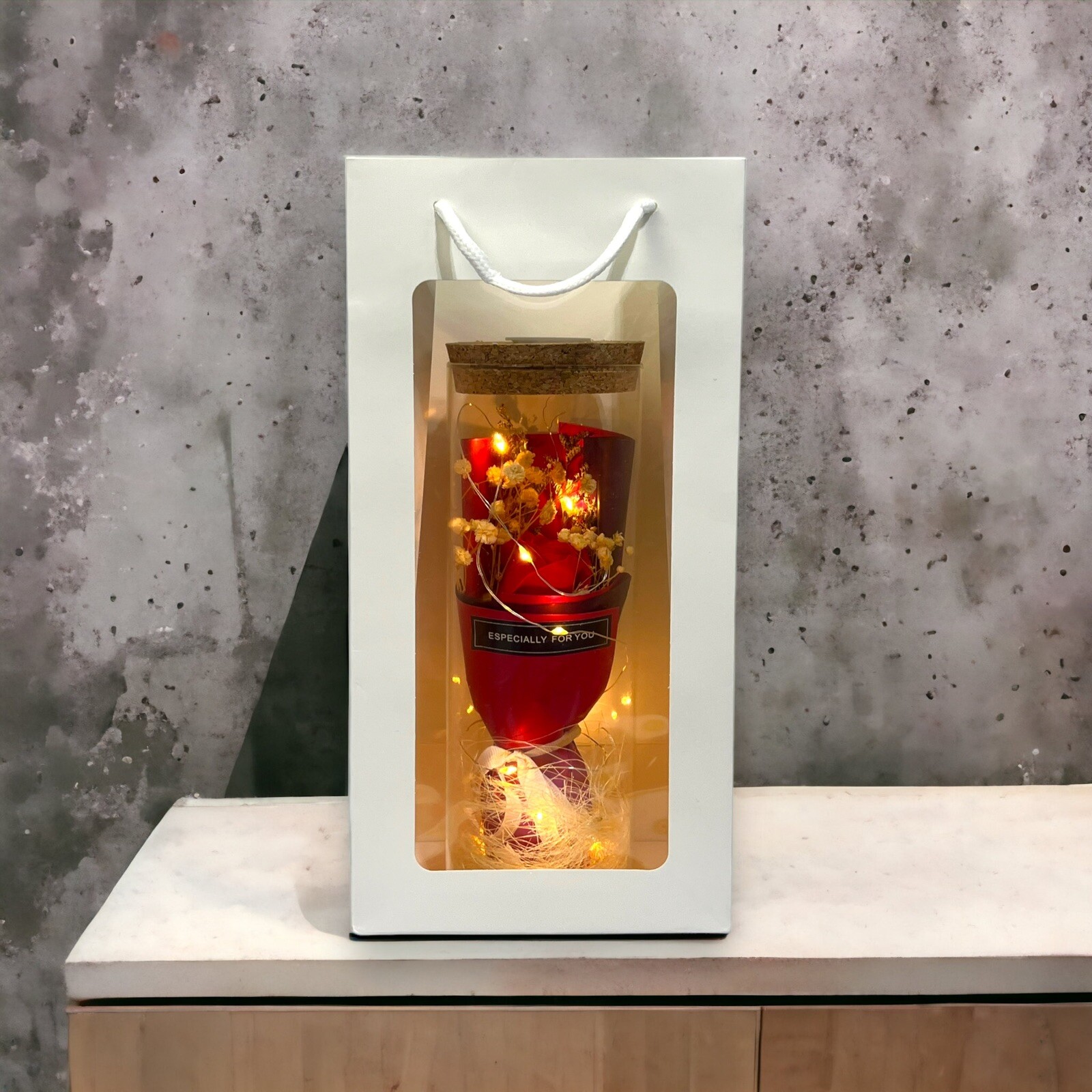 Red Rose in Glass Dome LED Forever Flower Lamp Enchanted Holiday Day Gift Idea