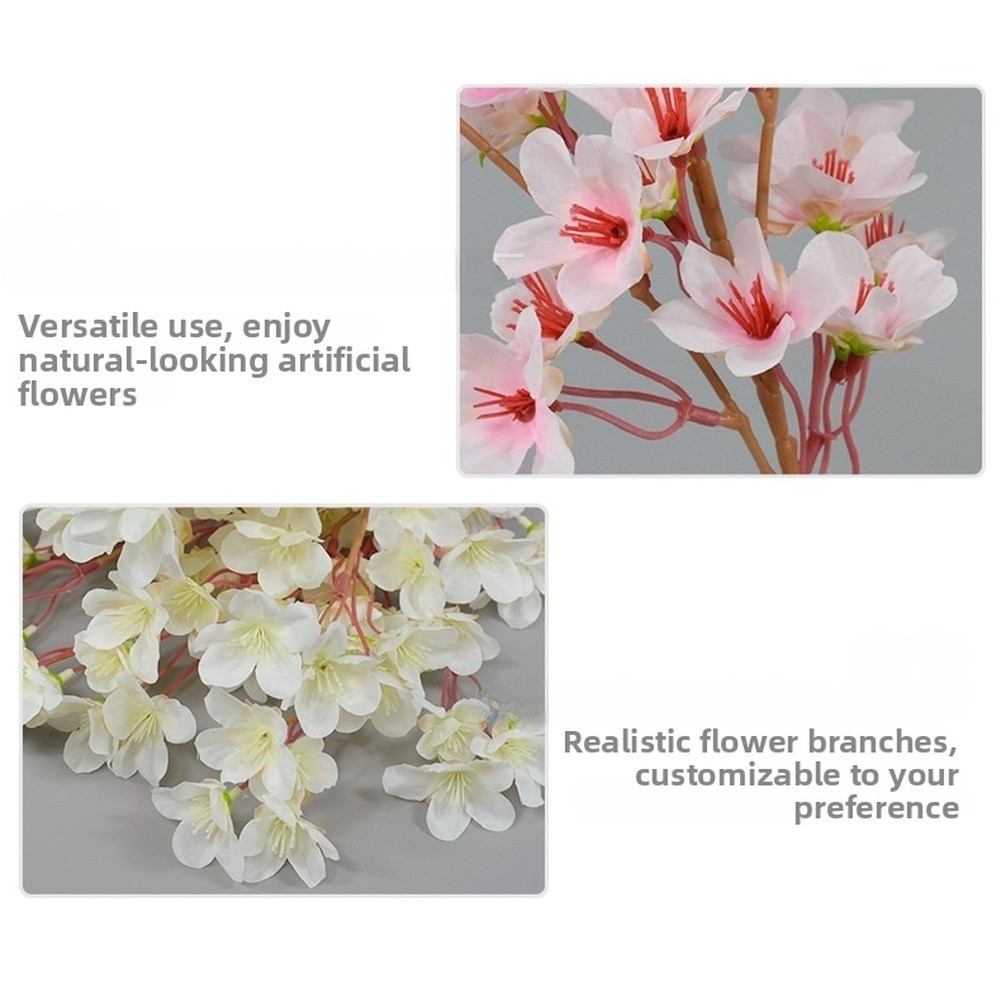 40cm Silk Peach Blossom Branch with 37 Flowers for Wedding Decor Photography
