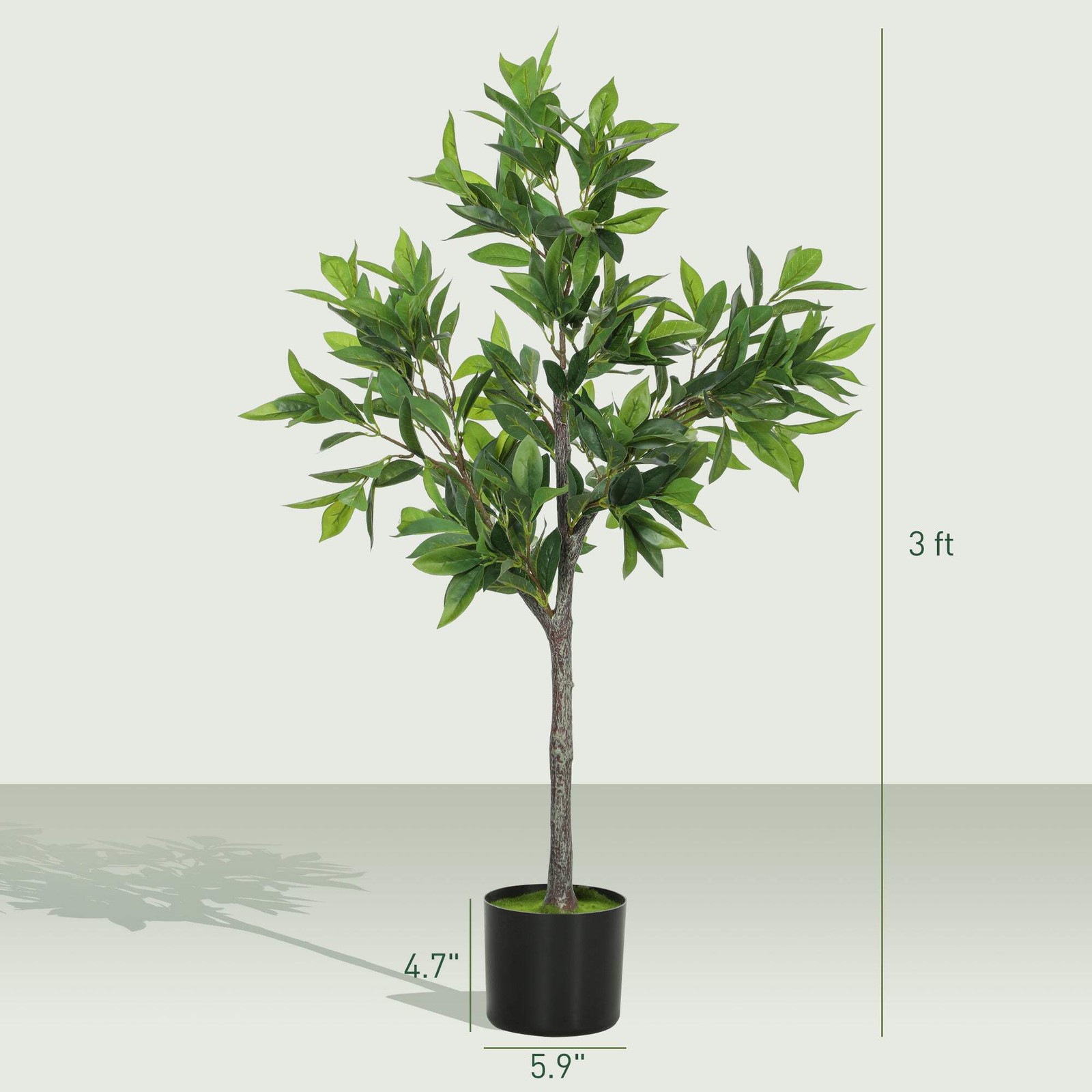 37.4″ Artificial Laurel Tree Potted Fake Plant 345 Leaves Home Office Entryway D