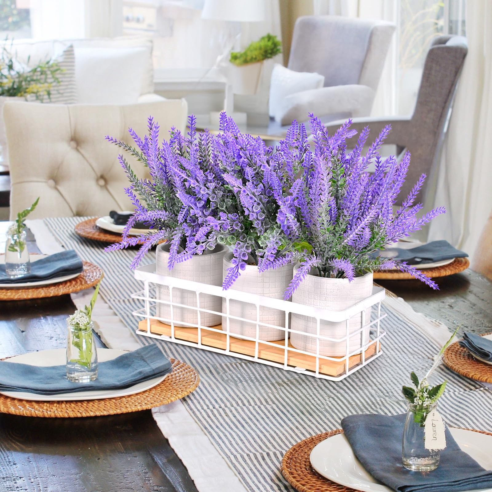 Small Fake Plants, 3 Pack Mini Artificial Plants Fake Lavender Plant in Pot, …