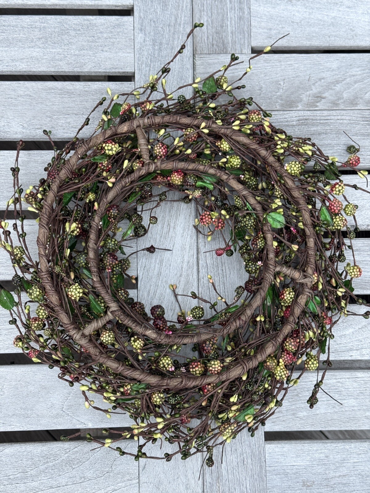 Raspberry Twig Wreath 16-21” Berry Fall Door Decoration Wall Decor – NEW
