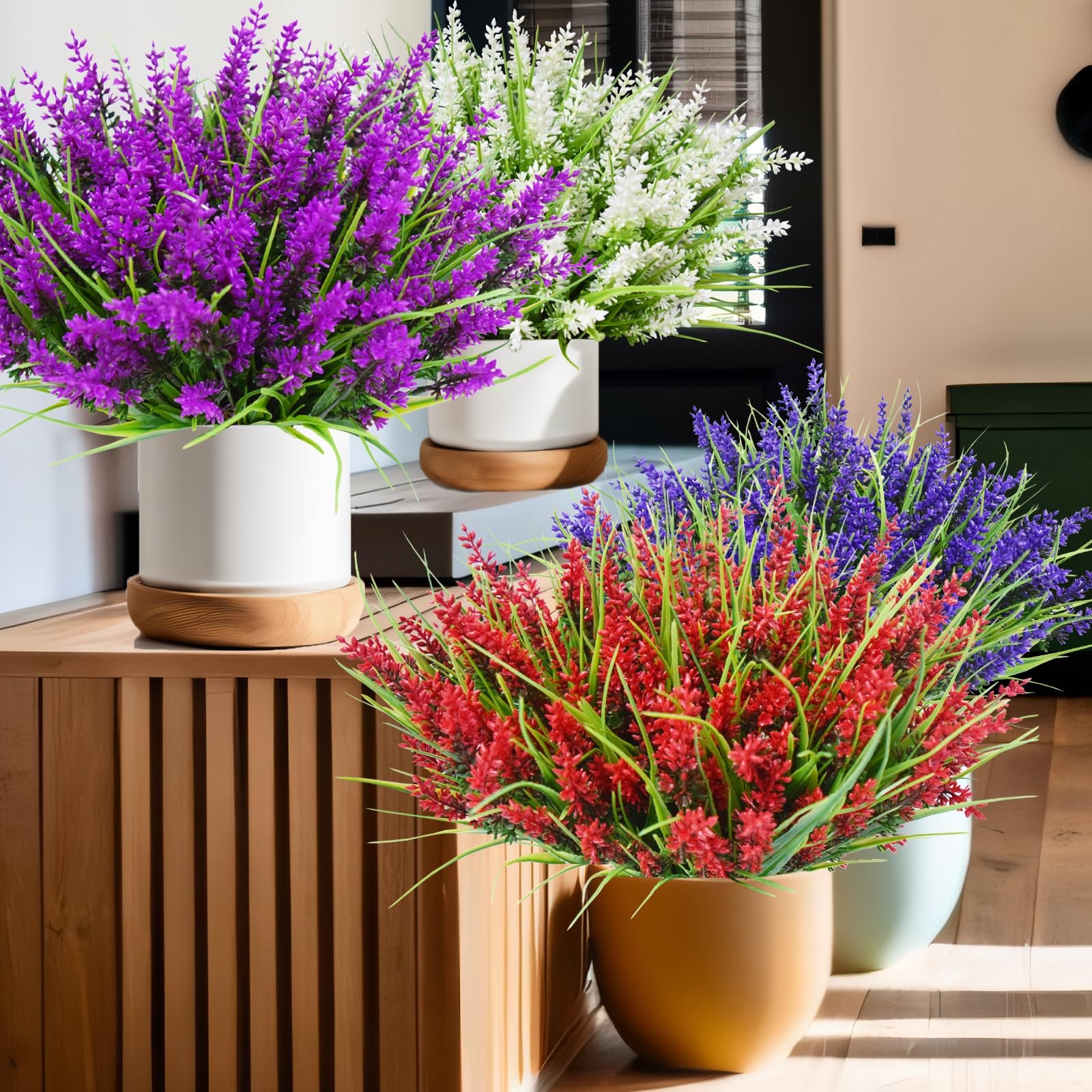Outdoor Artificial Plants 20 Bundles 35cm UV Resistant Faux Lavender – Spring