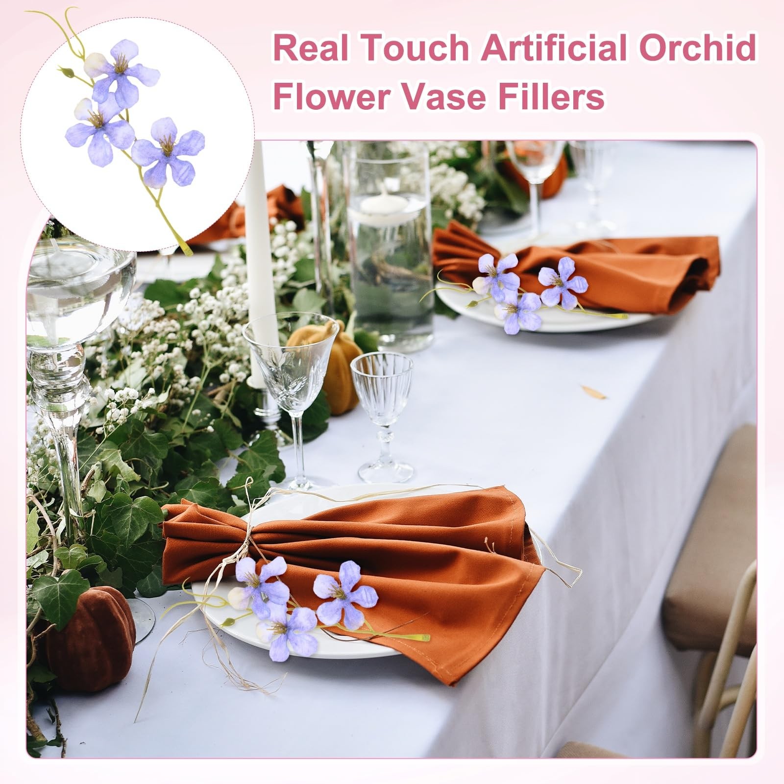 16-Pack Artificial Orchid Flowers 6.7 Inch Faux Silk Pea Flowers Real Touch P…