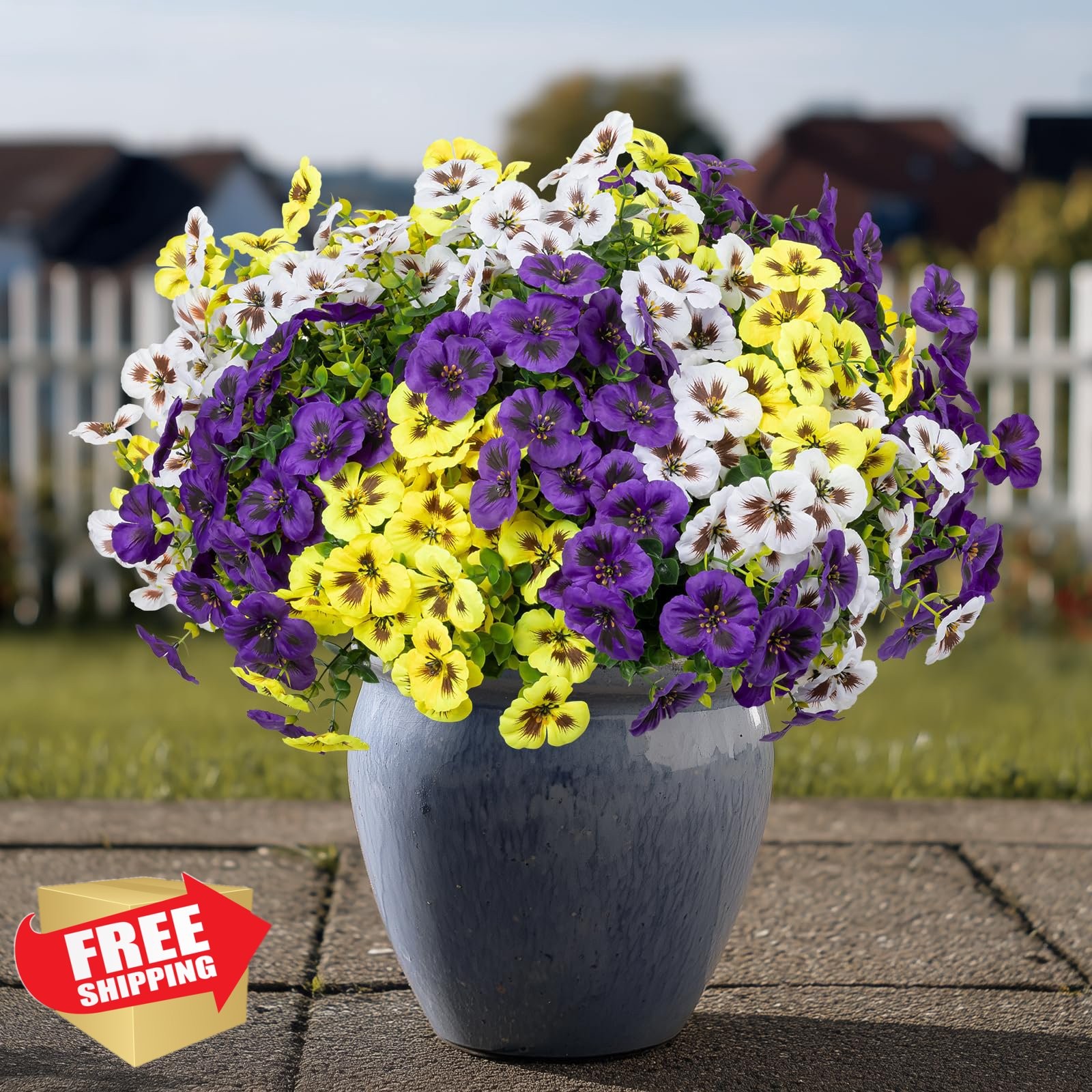 StyleNest 24pc Artificial Pansy Flowers UV Resistant Faux Silk Plants