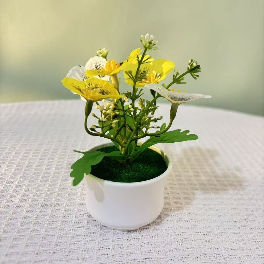 Realistic Artificial Phalaenopsis Orchid in Pot 12cm Height for Table Decor