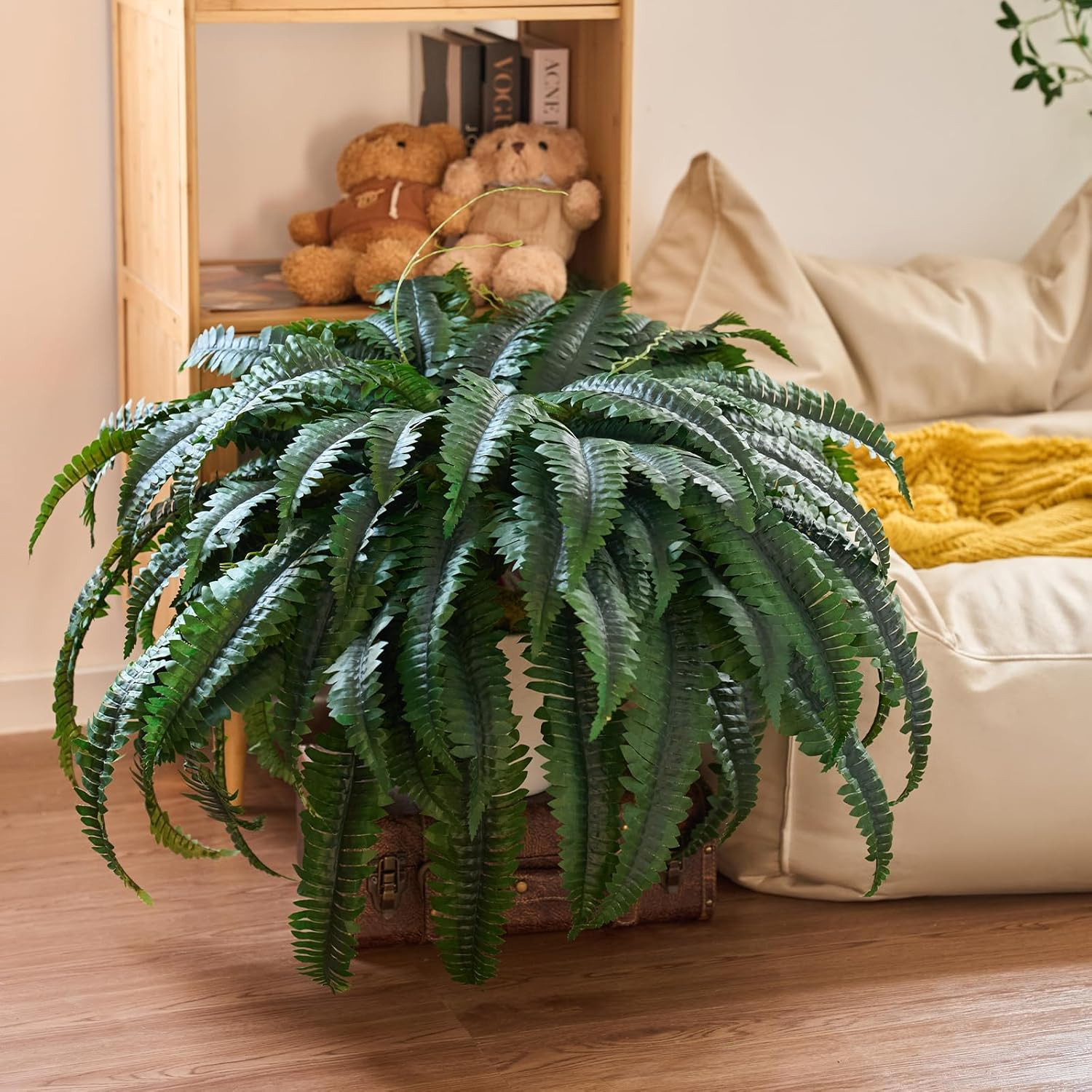 2 PCS Artificial Ferns for Outdoors, 50″ Fake Ferns Artificial Plants Large Real