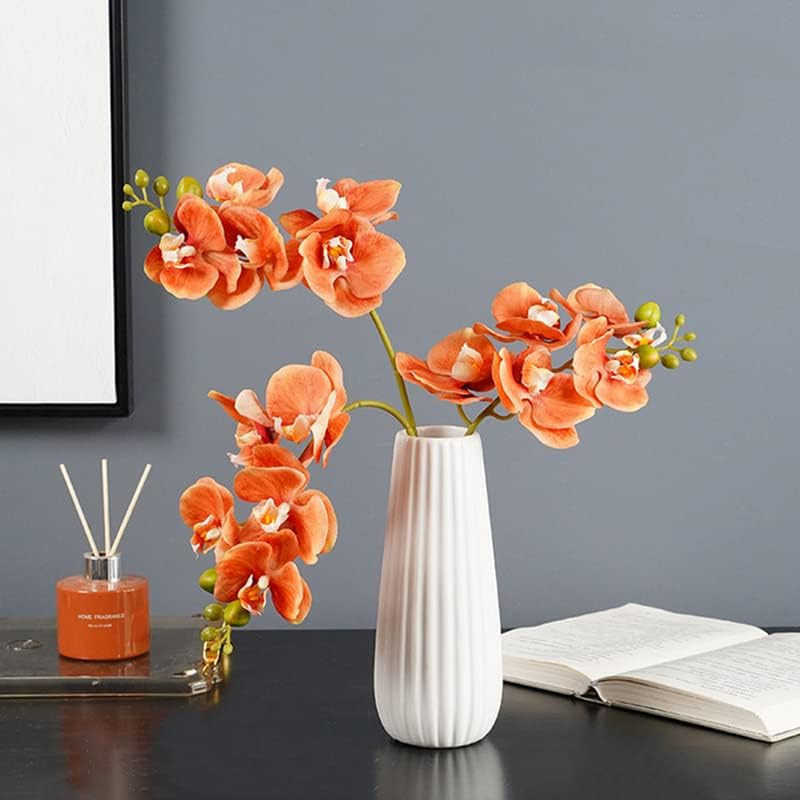4-Pcs Artificial Flowers Real Touch Latex Phalaenopsis 17.7Inch Artificial Orchi