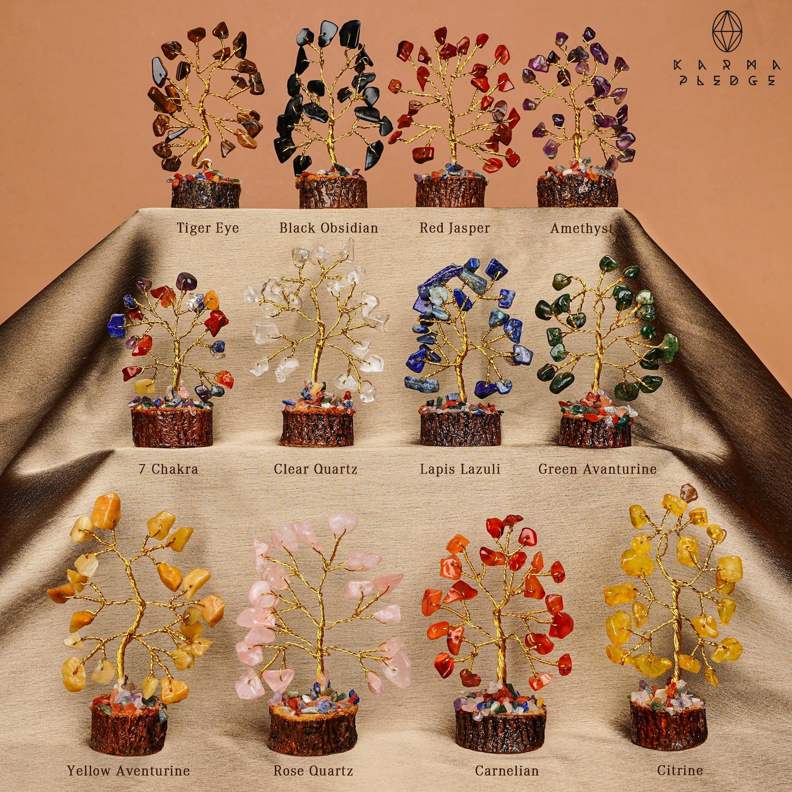 Set of 12 Chakra Healing Crystal Trees for Office Desk Decoration Home Decor