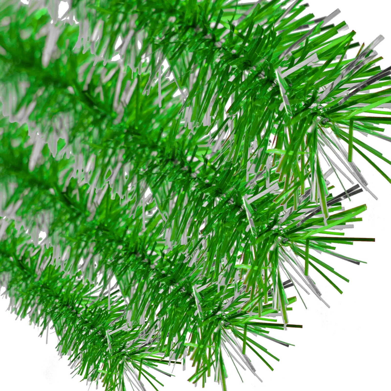 Silver & Green Tinsel Garland 30FT Length 3IN Width Philadelphia Eagles Colors