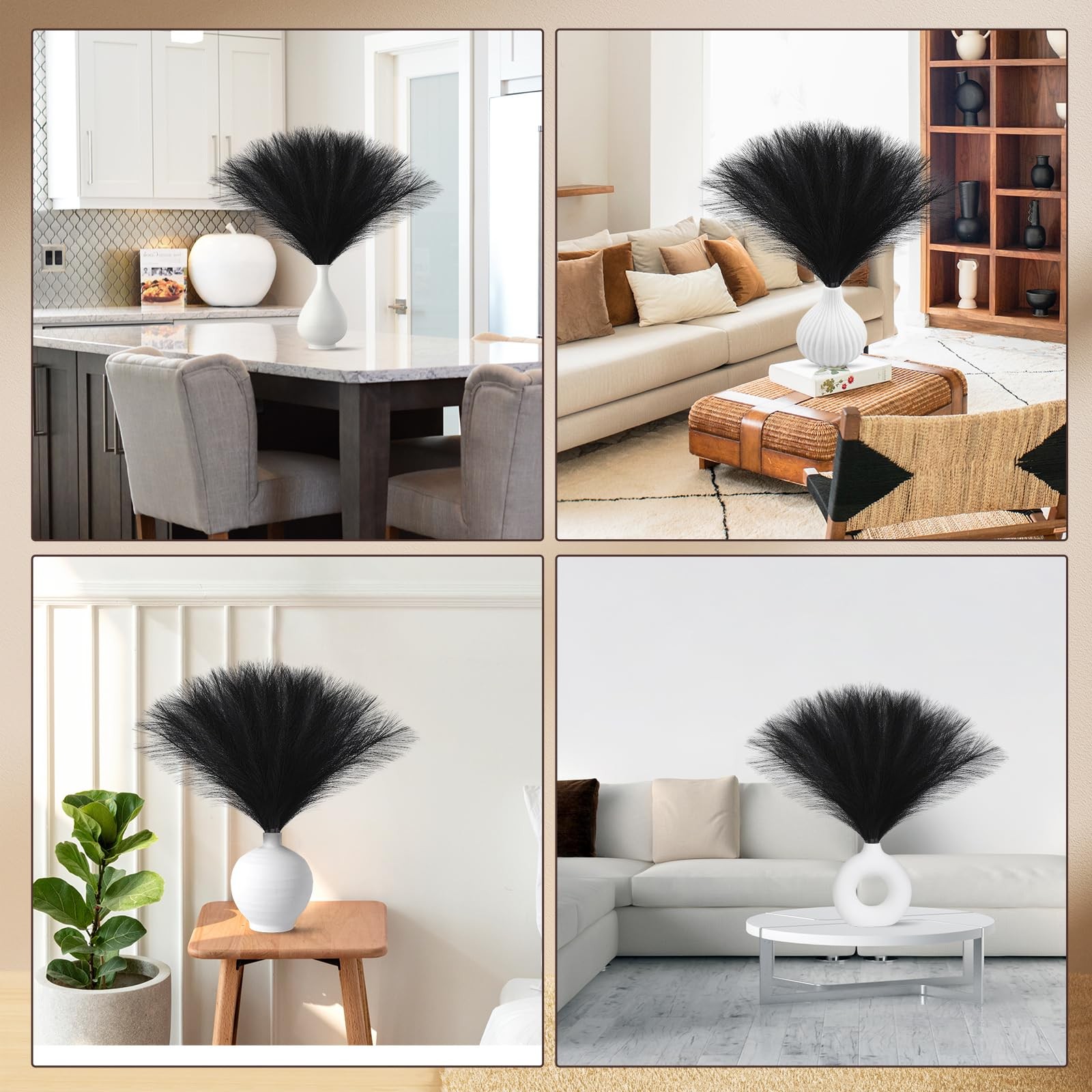 Faux Pampas Grass Decor 17.7 Inch 6pcs, Artificial Pampas Grass Fluffy Home D…
