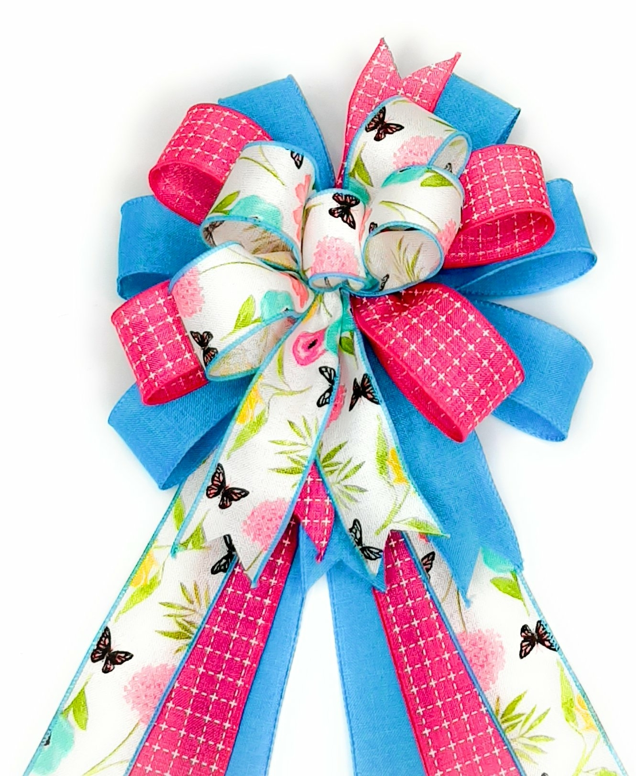 Summer Bow, Turquise Watercolor Flower Print, Fuchsia Pink and Turquoise