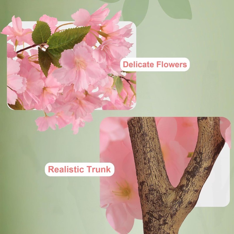 4FT Artificial Cherry Blossom Tree w/Plastic Nursery Pot for Home Office Decor