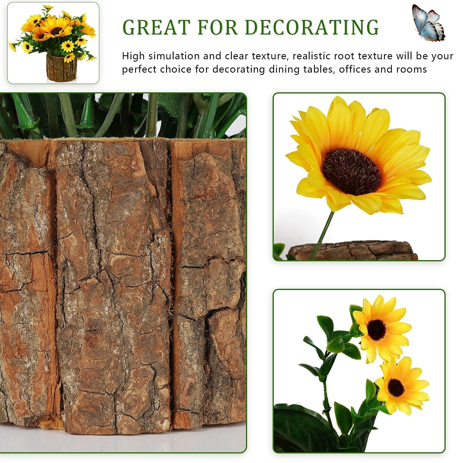 Artificial Flowers Fake Silk Sunflower Flower in Planters Flower Vase Small R…