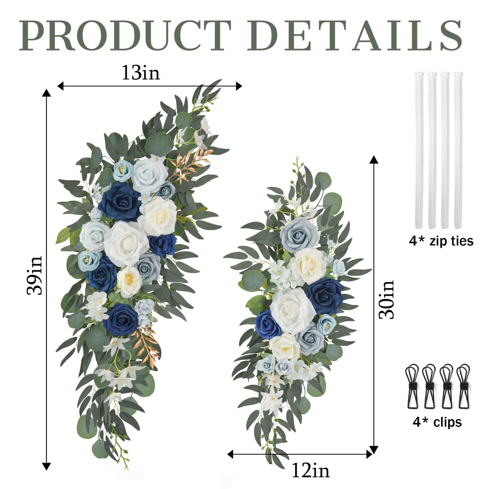 Wedding Arch Flowers Pack of 2 Artificial Silk Large Flower Swag Welcome Sign…