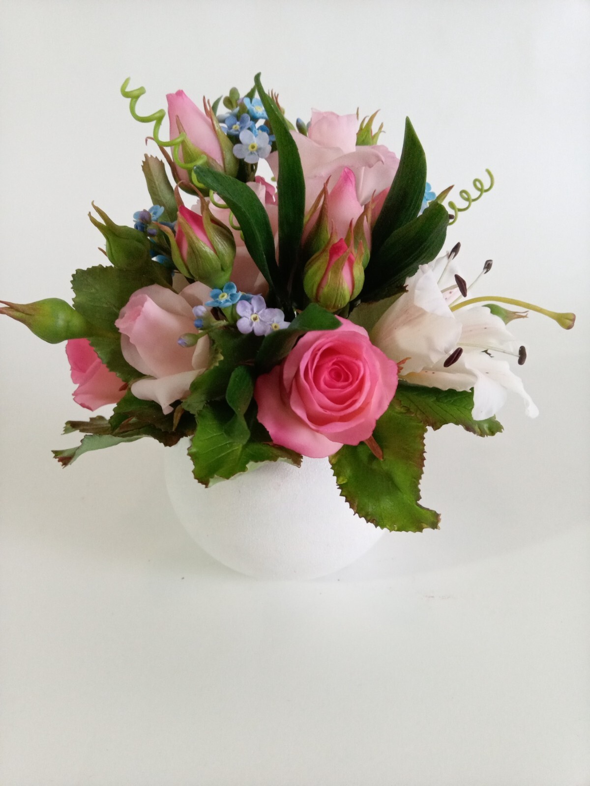 Artificial Lifelike Flower Bouquet Mix Handmade Cold Porcelain