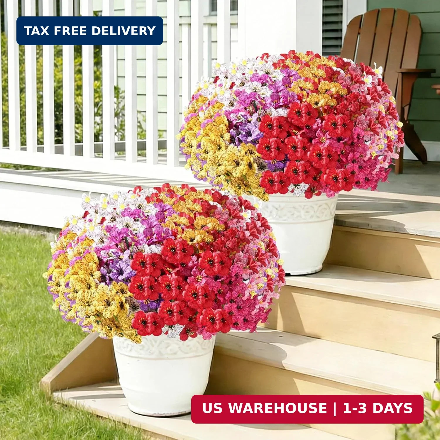 Powbrace 22 Pack Artificial Flowers for Outdoor Indoor Fake Plants, Faux Silk Fl
