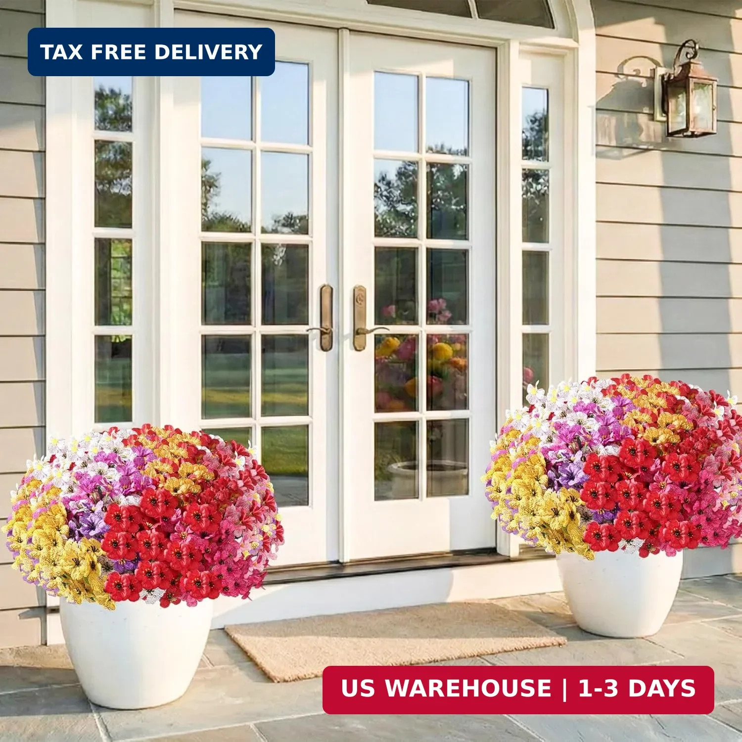 Powbrace 22 Pack Artificial Flowers for Outdoor Indoor Fake Plants, Faux Silk Fl