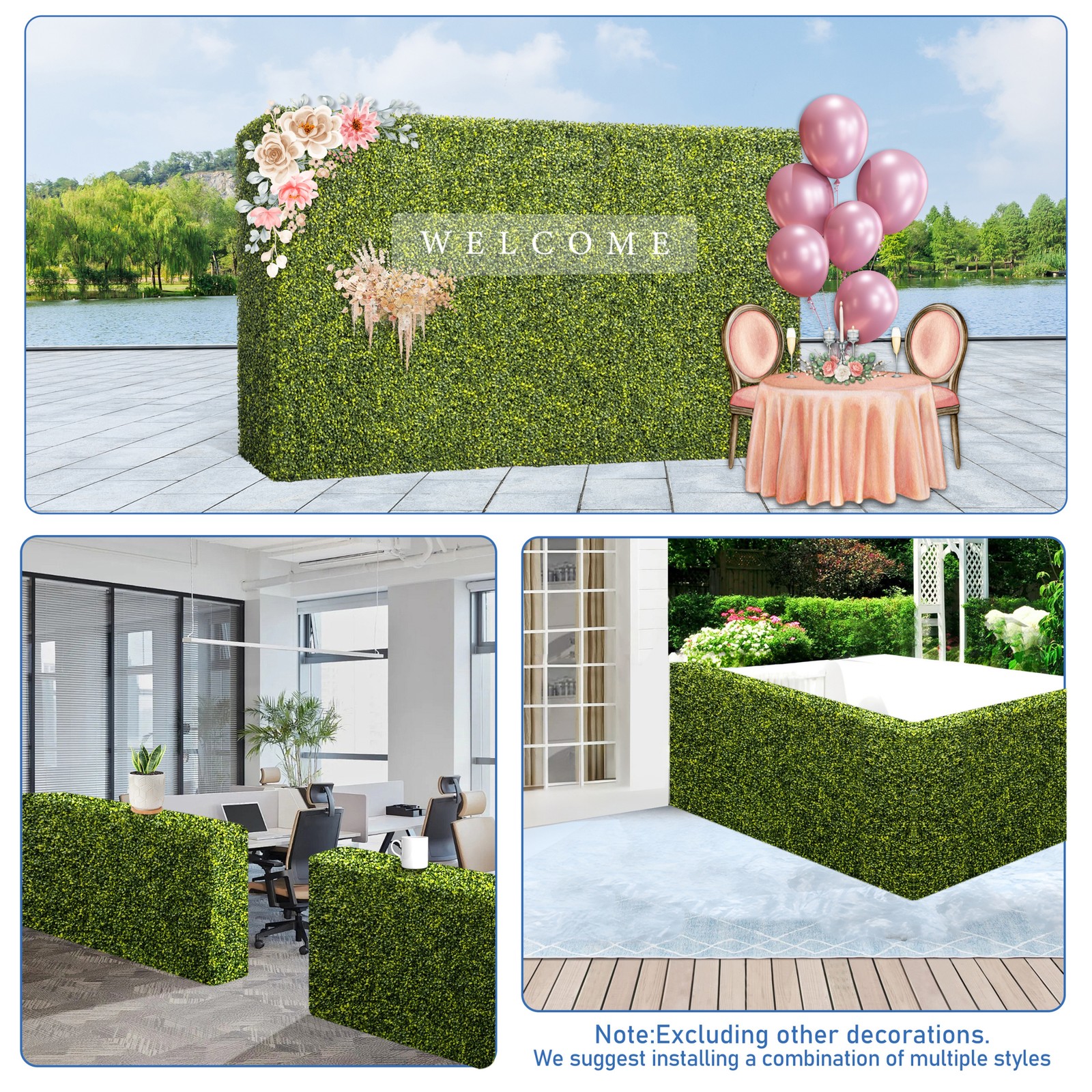 Artificial Boxwood Hedge Divider Wall with Faux Leaves for Party Wedding Home