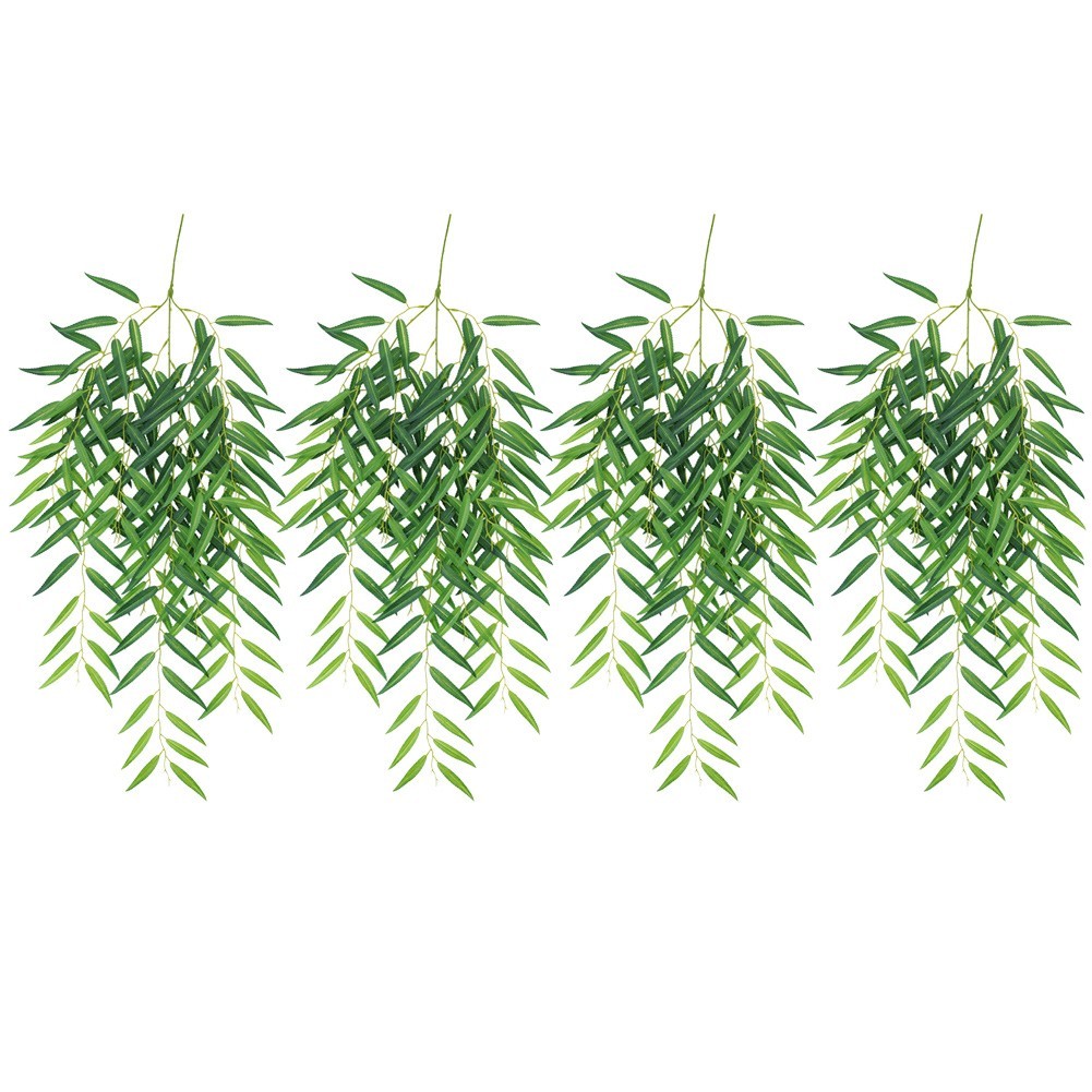 4Pcs Artificial Weeping Willow Wall Hanging Decoration for Home and Office