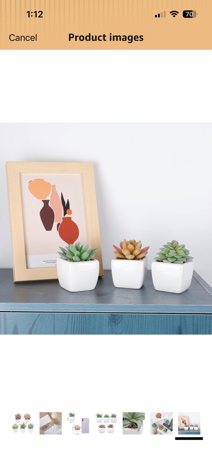 FUNARTY 5pcs Artificial Succulent Plants, Small Fake Desk Plants Mini Succulents