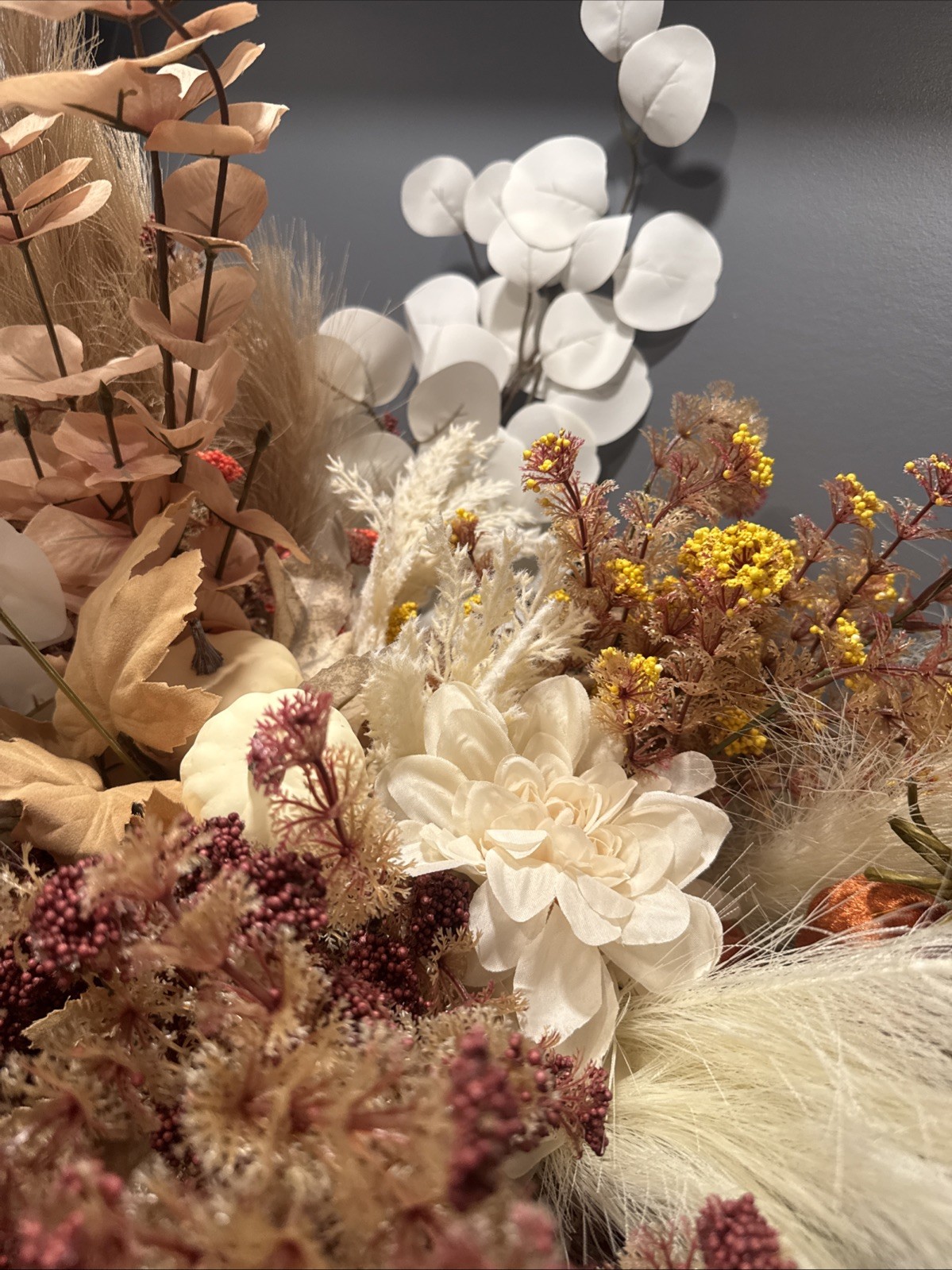 Large Fall Wedding Fake Flower Lot 38 Bunches W Mushrooms Pumpkins Autumn Basket