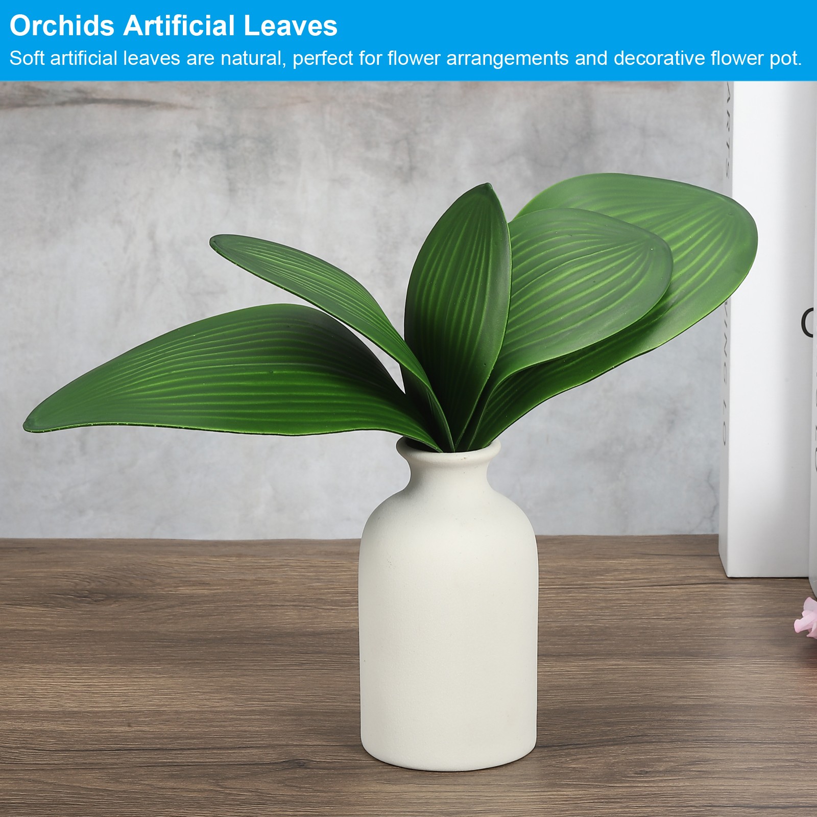 4 Pcs 6.9 Inch Faux Orchid Leaves 5 Petals Artificial Leaf with Stems