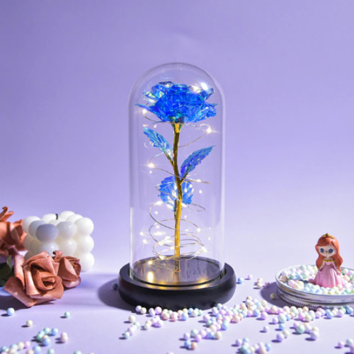 Galaxy glass rose flower with LED light, a gift for the most cherished person