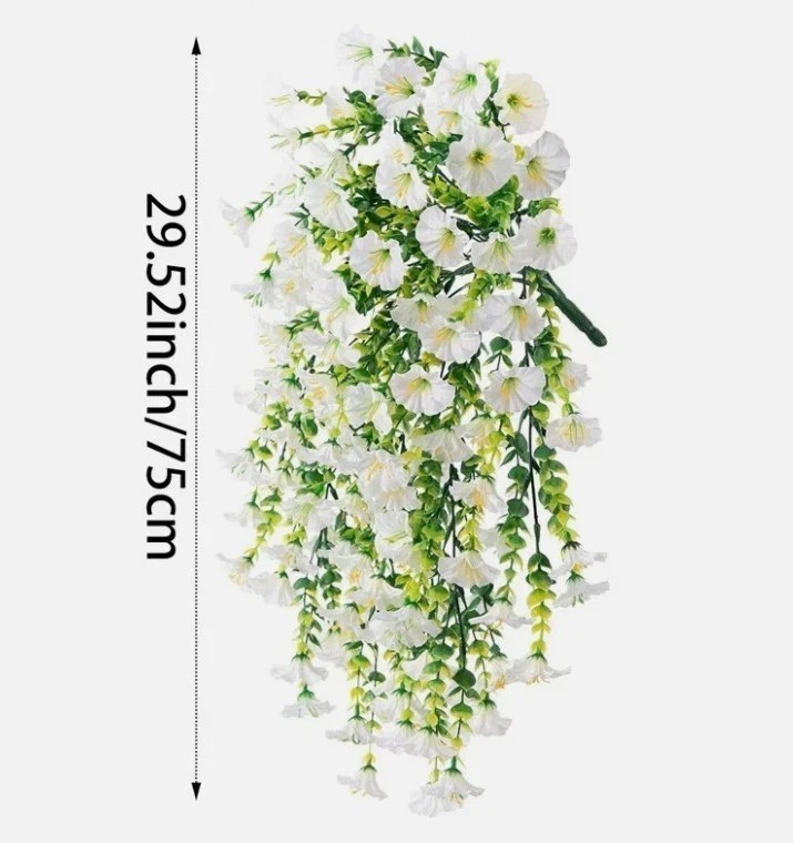 VALUE! 2PCS Artificial Morning Glory Vines UV Resistant Hanging Flowers Outdoor