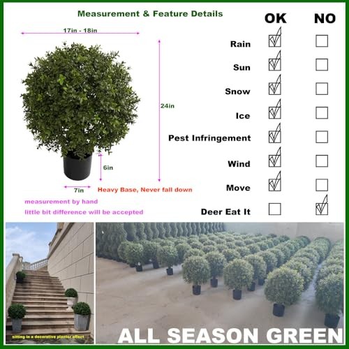 ALL SEASON GREEN 2ft 18in Boxwood Ball Artificial Topiary