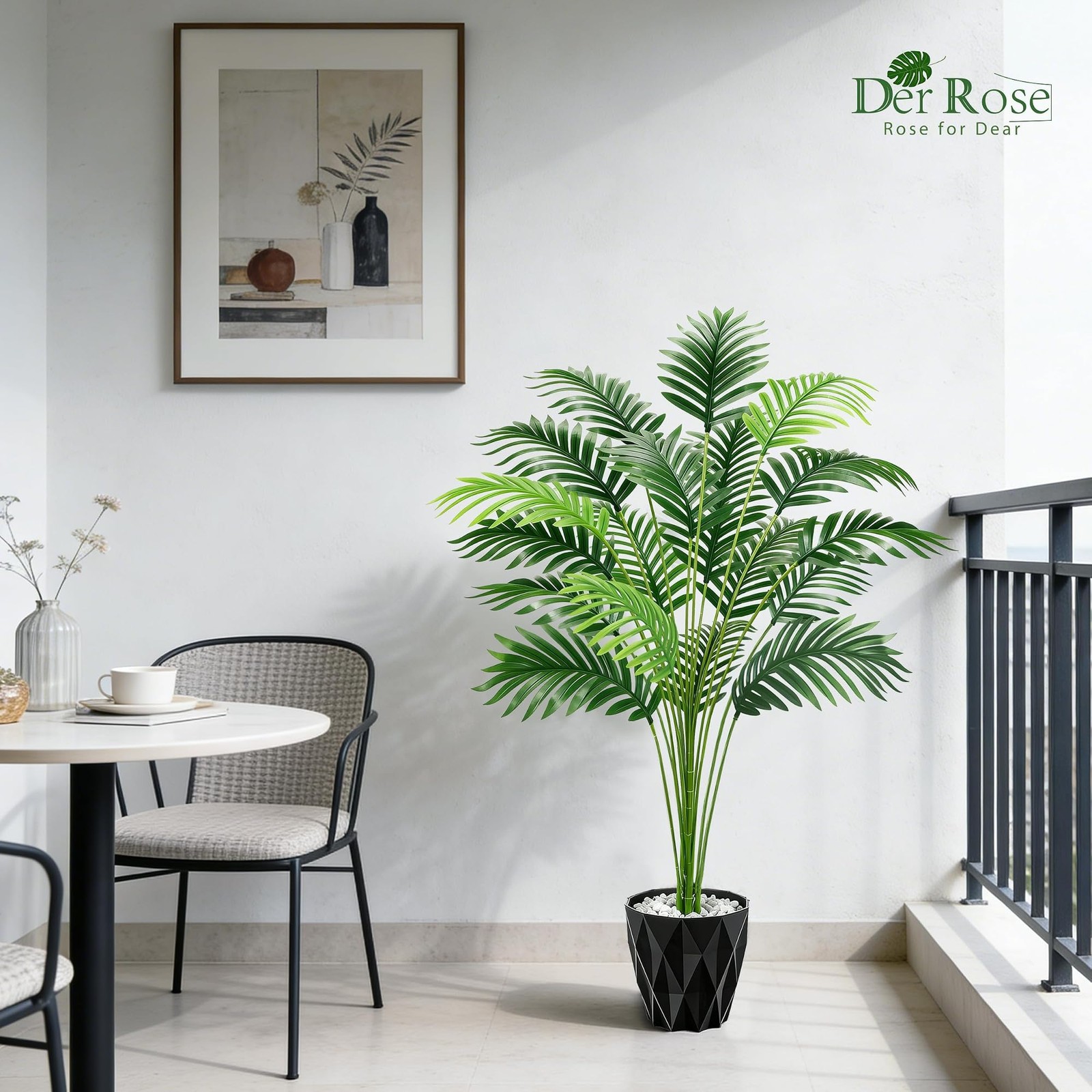 Der Rose 44″ Artificial Palm Tree with Stable Base for Indoor Living Room Off…