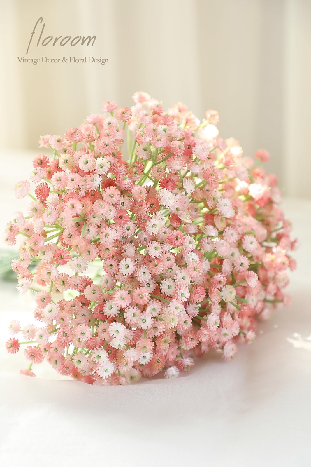 Dusty Rose Blush Pink Real Touch Artificial Babys Breath Fake Flowers 18 PCS