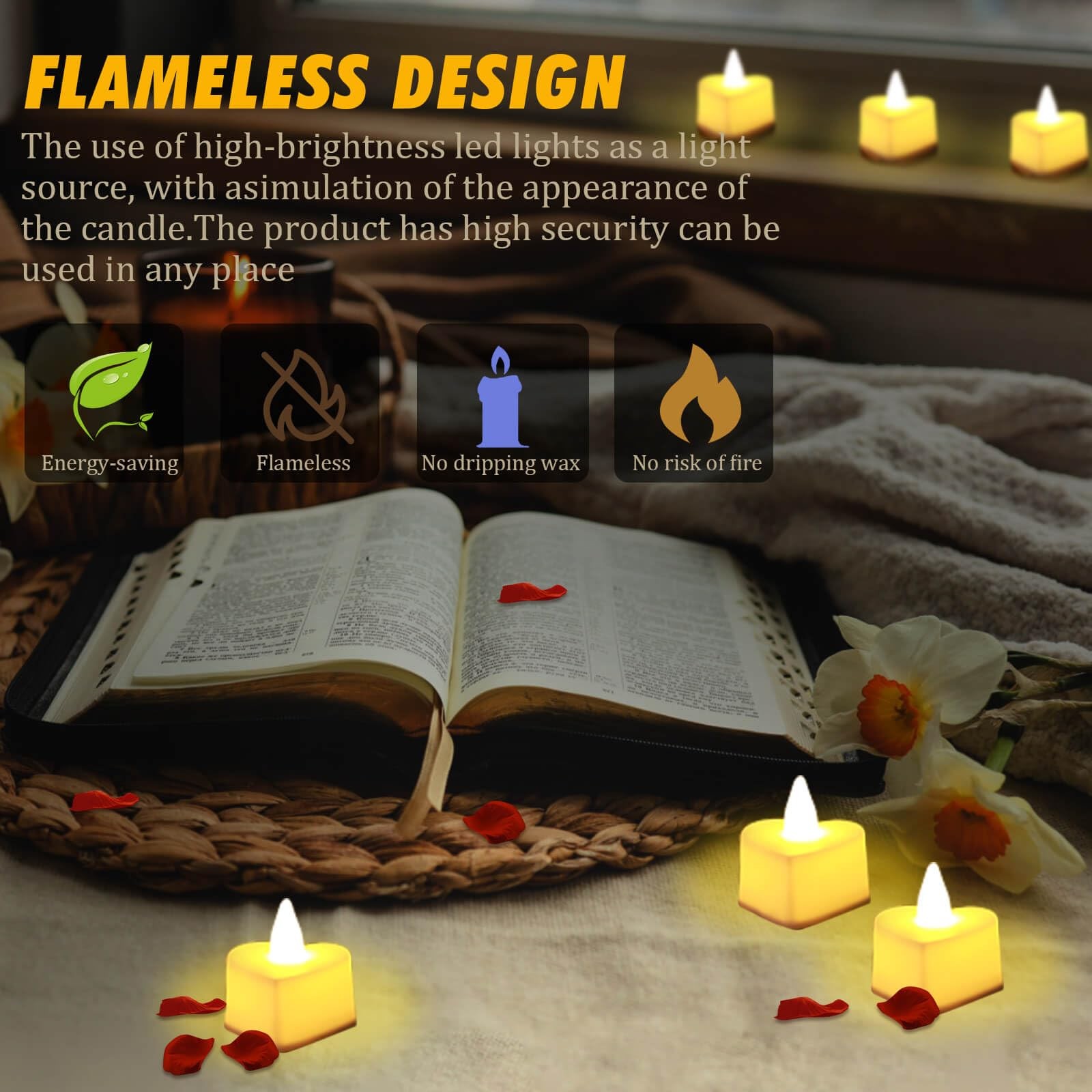 Rose Petals and Candles Set, 6000 Pieces Fake Rose Petals and 72 Pieces Heart…