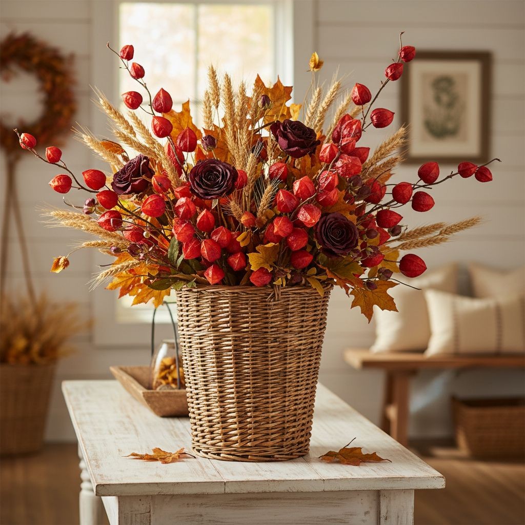 Red Burgundy Chinese Lantern Stems Faux Fall Branches Artificial Physalis 36 Inc