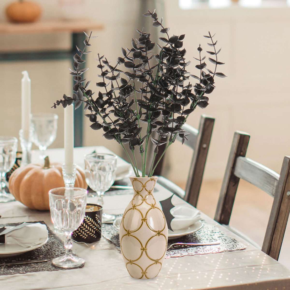 Artificial Eucalyptus Leaves Stem Garland Wreath For Halloween Party Office&Home