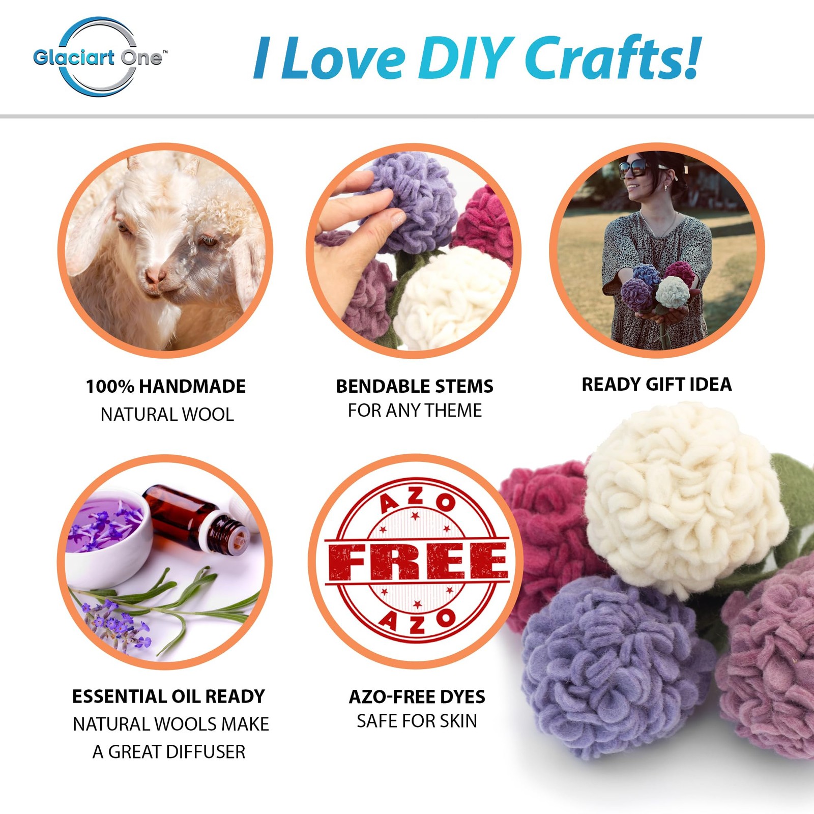 Felt Hydrangea Artificial Flowers Bouquet – 4 pcs|Reusable, Washable and Esse…