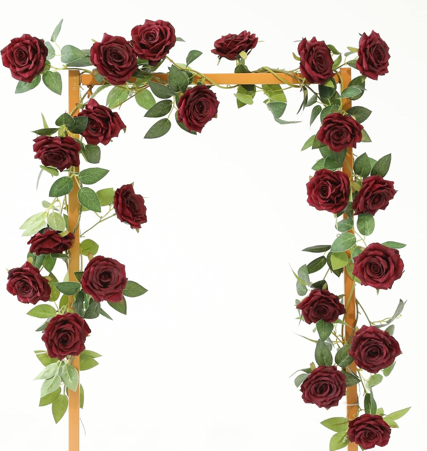 Burgundy Silk Rose Garland – 73” Floral Vines for Home & Wedding Decor