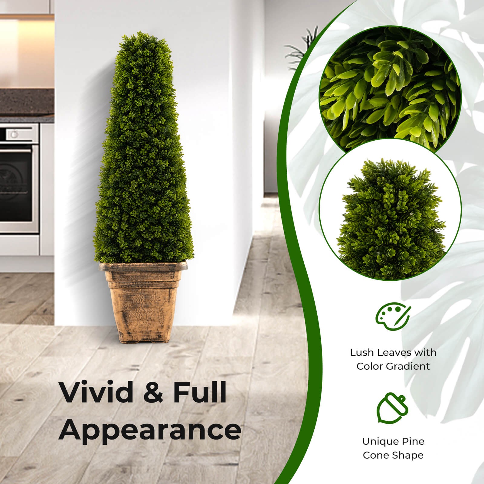 3FT Artificial Boxwood Topiary Tree with Cement-filled Pot Office Porch Decor